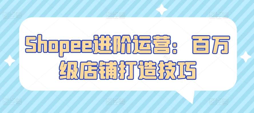 Shopee进阶运营:百万级店铺打造技巧-赛德副业库
