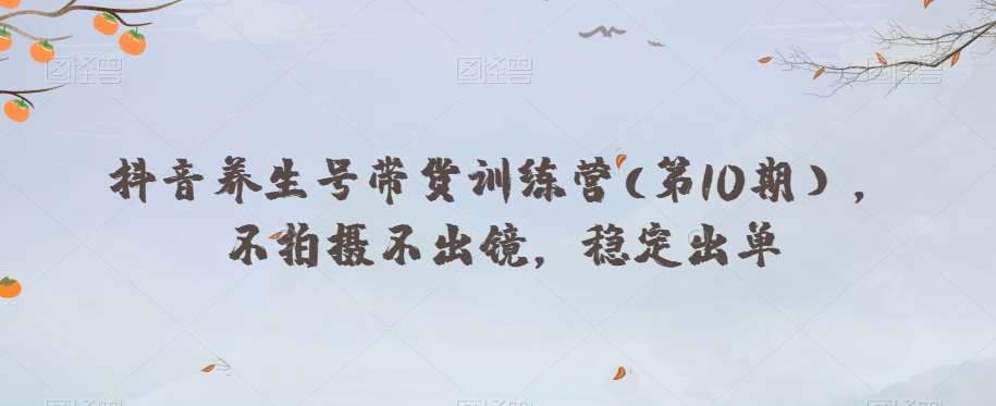 抖音养生号带货训练营(第10期），不拍摄不出镜，稳定出单-赛德副业库