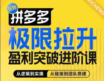 拼多多极限拉升盈利突破进阶课，​从算法到玩法，从玩法到团队搭建，体系化系统性帮助商家实现利润提升-赛德副业库