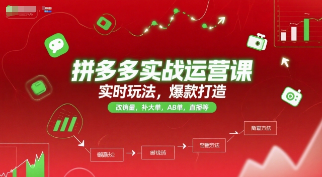 拼多多实战运营课，实时玩法，爆款打造，改销量，补大单，AB单，直播等（更新2025月）-赛德副业库