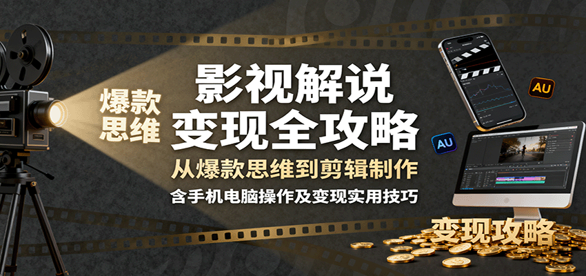 影视解说变现全攻略：从爆款思维到剪辑制作，含手机电脑操作及变现实用技巧-赛德副业库