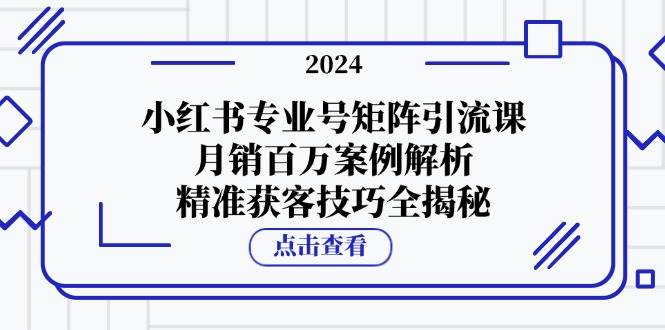小红书专业号矩阵引流课，月销百万案例解析，精准获客技巧全揭秘-赛德副业库