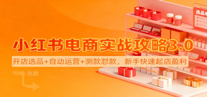 小红书电商实战攻略3.0：开店选品+自动运营+测款怼款，新手快速起店盈利-赛德副业库