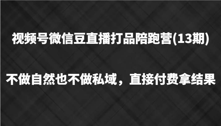 视频号微信豆直播打品陪跑(13期)，不做不自然流不做私域，直接付费拿结果-赛德副业库