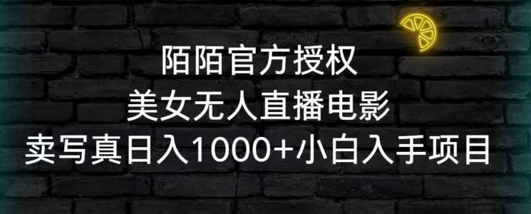 陌陌官方授权美女无人直播电影，卖写真日入1000+小白入手项目【揭秘】-赛德副业库