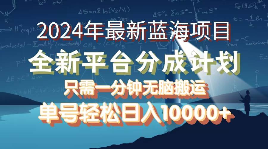 （12486期）2024年最新蓝海项目，全新分成平台，可单号可矩阵，单号轻松月入10000+-赛德副业库