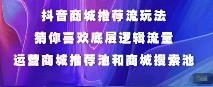 抖音商城运营课程，猜你喜欢入池商城搜索商城推荐人群标签覆盖-赛德副业库