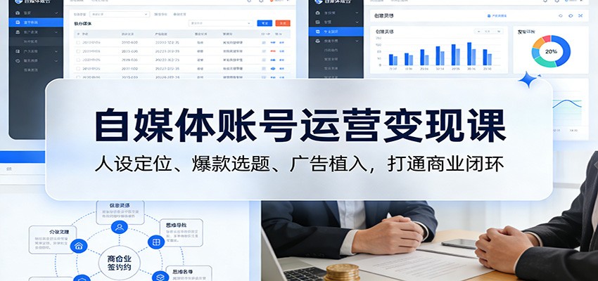 自媒体账号运营变现课：人设定位、爆款选题、广告植入，打通商业闭环-赛德副业库