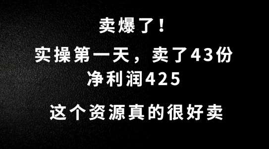 这个资源，需求很大，实操第一天卖了43份，净利润425【揭秘】-赛德副业库