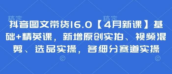 抖音图文带货16.0【4月新课】基础+精英课，新增原创实拍、视频混剪、选品实操，各细分赛道实操-赛德副业库
