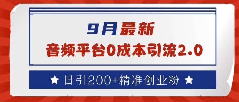 9月最新：音频平台0成本引流，日引200+精准创业粉【揭秘】-赛德副业库