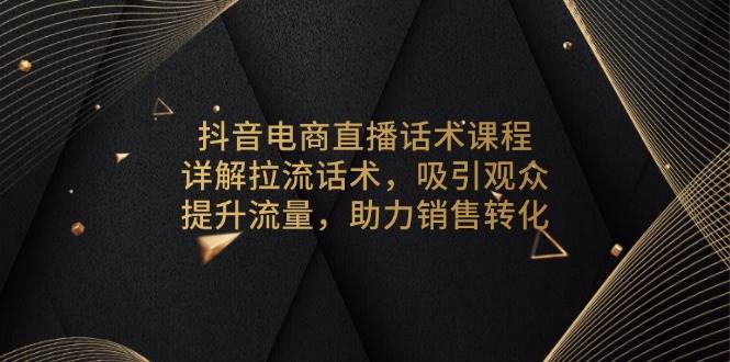 (13846期)抖音电商直播话术课程,详解拉流话术,吸引观众,提升流量,助力销售转化-赛德副业库