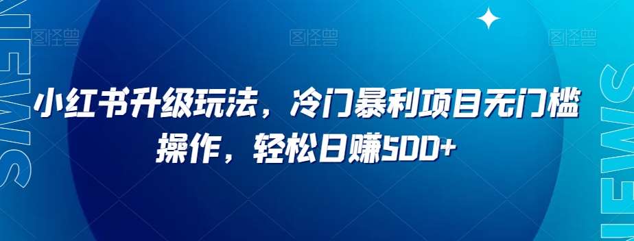 小红书升级玩法，冷门暴利项目无门槛操作，轻松日赚500+【揭秘】-赛德副业库