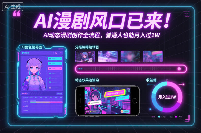 AI漫剧风口已来！AI动态漫剧创作全流程，普通人也能月入过1W-赛德副业库