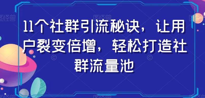 11个社群引流秘诀，让用户裂变倍增，轻松打造社群流量池-赛德副业库