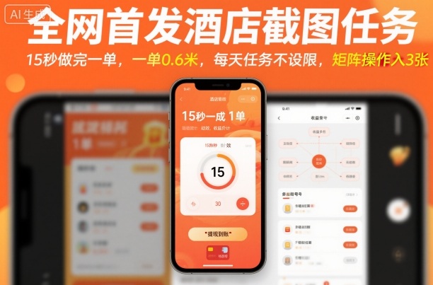 全网首发酒店截图任务,15秒做完一单,一单0.6米,每天任务不设限,矩阵操作日入3张【揭秘】-赛德副业库