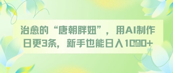 治愈的“唐朝胖妞”，用AI制作日更3条，新手也能日入多张-赛德副业库