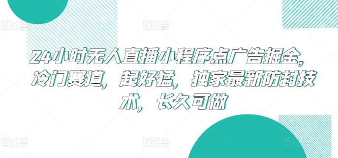 24小时无人直播小程序点广告掘金，冷门赛道，起好猛，独家最新防封技术，长久可做【揭秘】-赛德副业库