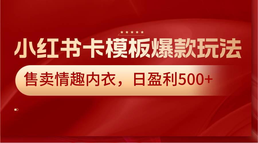 小红书卡模板爆款玩法，售卖情趣内衣，日盈利500+-赛德副业库