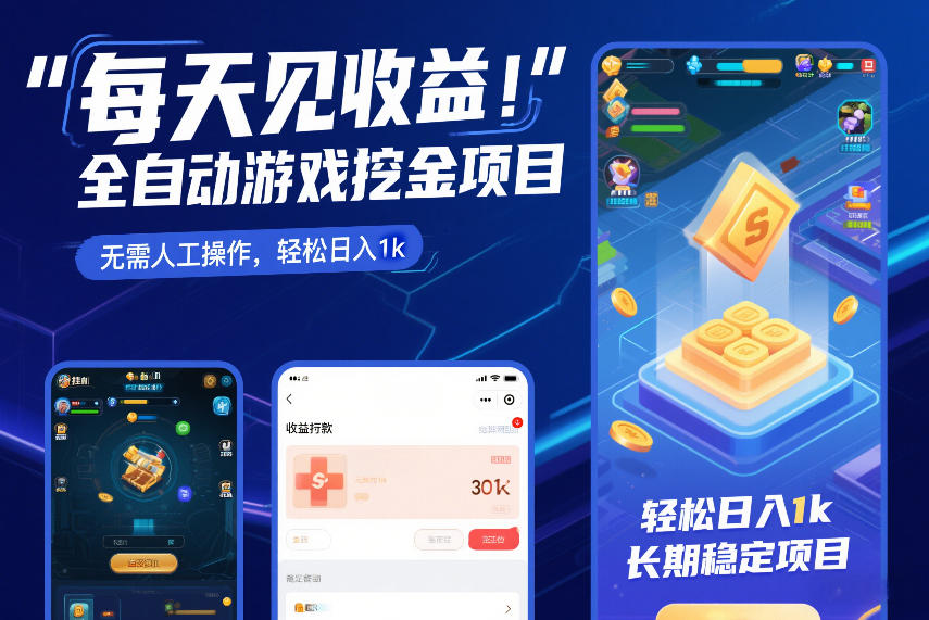 每天见收益，全自动游戏挖金项目，无需人工操作，轻松日入1k，长期稳定项目【揭秘】-赛德副业库