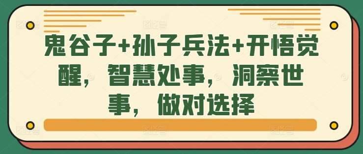 鬼谷子+孙子兵法+开悟觉醒，智慧处事，洞察世事，做对选择-赛德副业库