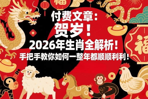 付费文章:贺岁!2026年生肖全解析!手把手教你如何一整年都顺顺利利!-赛德副业库