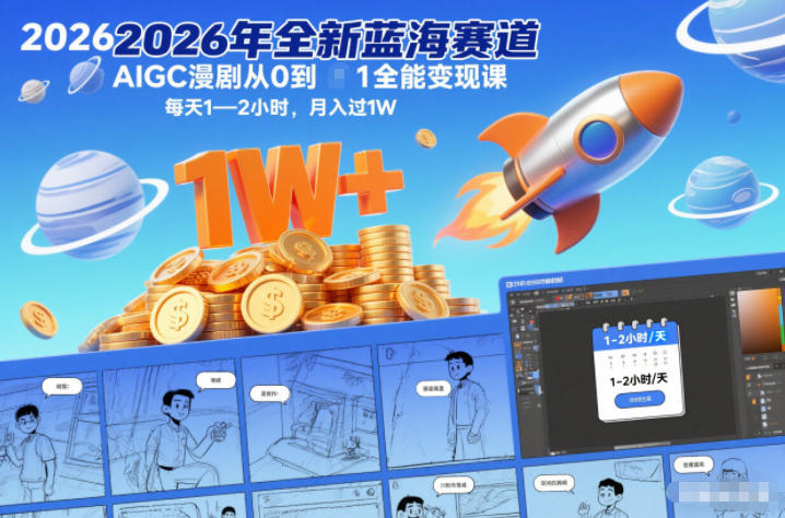 2026年全新蓝海赛道AIGC漫剧从0到1全能变现课,每天1—2小时,月入过1W-赛德副业库