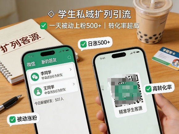 学生私域扩列引流,一天被动上粉500+,转化率超高-赛德副业库