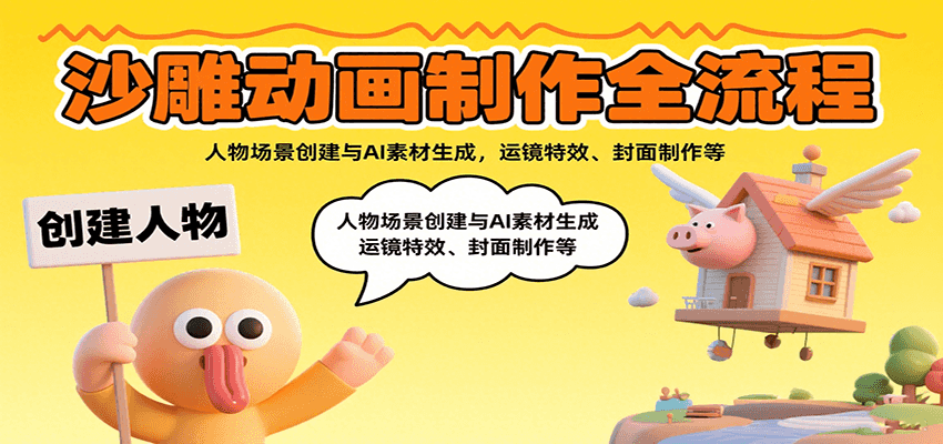 沙雕动画制作全流程:人物场景创建与AI素材生成,运镜特效、封面制作等-赛德副业库