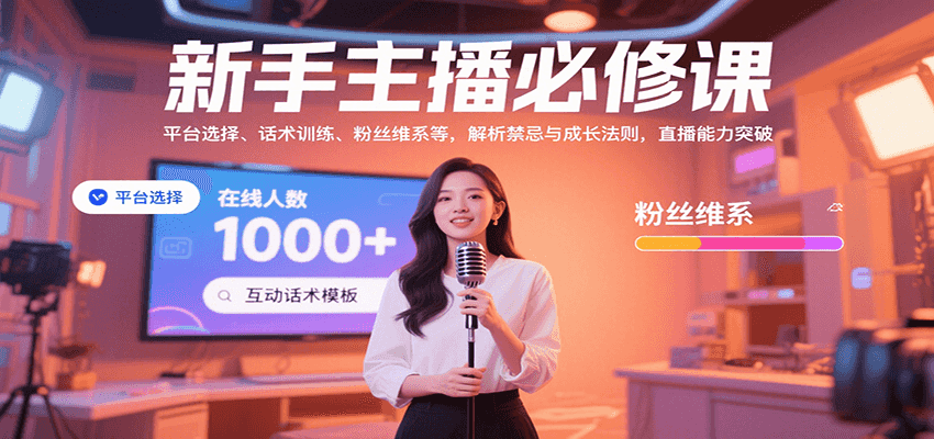 新手主播必修课：平台选择、话术训练、粉丝维系等，解析禁忌与成长法则，突破直播能力-赛德副业库