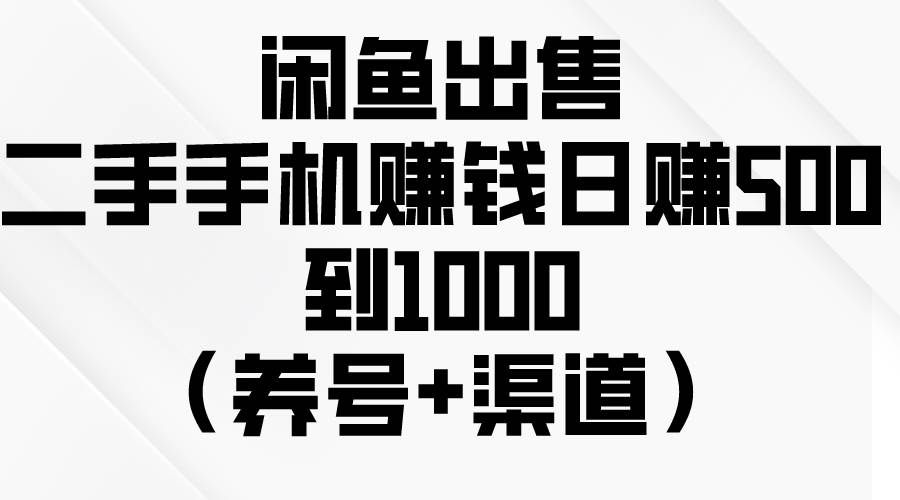 （10269期）闲鱼出售二手手机赚钱，日赚500到1000（养号+渠道）-赛德副业库