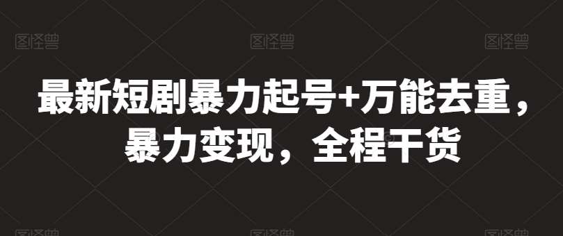 最新短剧暴力起号+万能去重，暴力变现，全程干货【揭秘】-赛德副业库