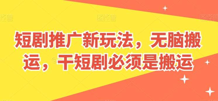 短剧推广新玩法，无脑搬运，干短剧必须是搬运【揭秘】-赛德副业库