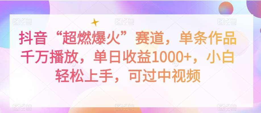 抖音“超燃爆火”赛道，单条作品千万播放，单日收益1000+，小白轻松上手，可过中视频【揭秘】-赛德副业库