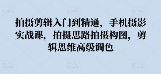 拍摄剪辑入门到精通，​手机摄影实战课，拍摄思路拍摄构图，剪辑思维高级调色-赛德副业库