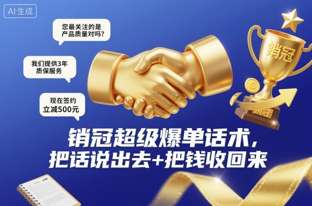 销冠超级爆单话术，把话说出去+把钱收回来-赛德副业库