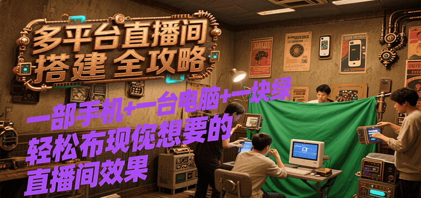 多平台直播间搭建全攻略,一部手机+一台电脑+一块绿布轻松实现你想要的直播间效果-赛德副业库