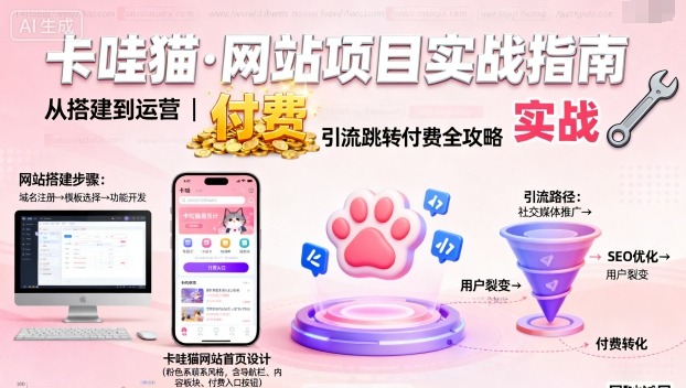 卡哇猫·网站项目,网站搭建与运营以及引流跳转付费-赛德副业库