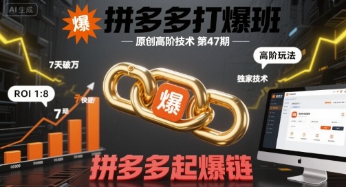 拼多多打爆班原创高阶技术第47期,拼多多起爆链-赛德副业库