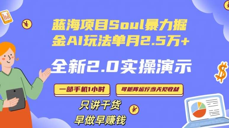 Soul怎么做到单月变现25000+全新2.0AI掘金玩法全程实操演示小白好上手【揭秘】-赛德副业库