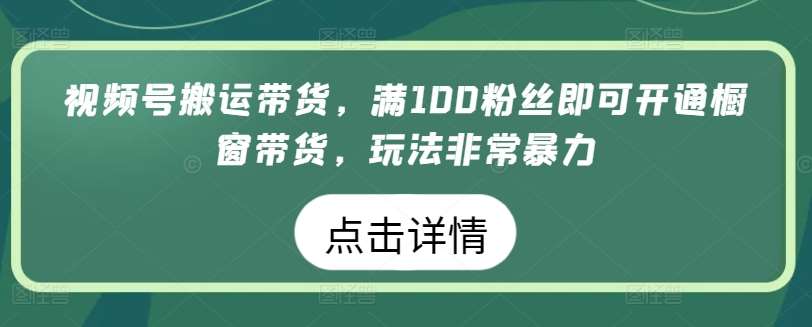 视频号搬运带货，满100粉丝即可开通橱窗带货，玩法非常暴力【揭秘】-赛德副业库