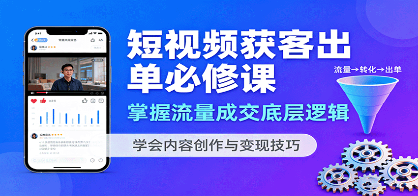 短视频获客出单必修课：掌握流量成交底层逻辑，学会内容创作与变现技巧-赛德副业库