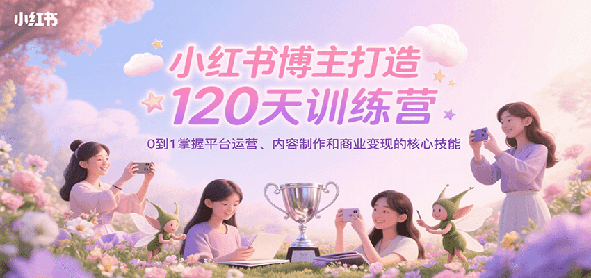 小红书博主打造120天训练营，0到1掌握平台运营、内容制作和商业变现-赛德副业库