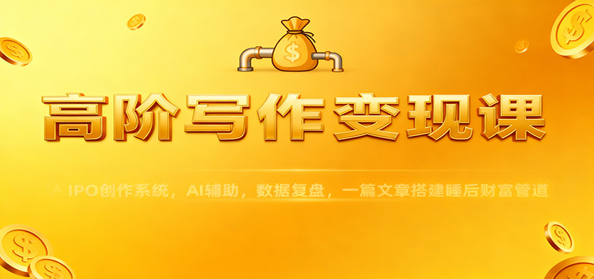高阶写作变现课：IPO创作系统，AI辅助，数据复盘，一篇文章搭建睡后财富管道-赛德副业库