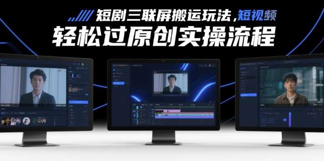短剧三联屏搬运玩法，短剧搬运轻松过原创实操流程-赛德副业库