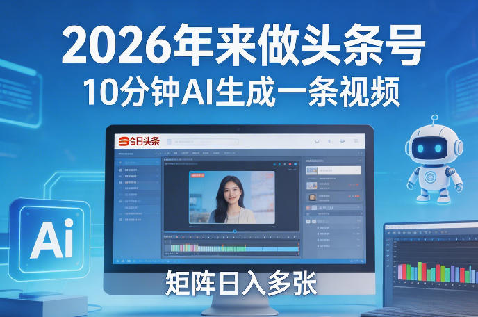 2026年来做头条号，10分钟AI生成一条视频，矩阵日入多张-赛德副业库