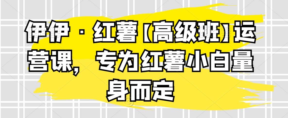 伊伊·红薯【高级班】运营课，专为红薯小白量身而定-赛德副业库