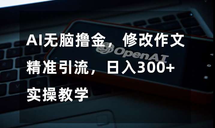 AI无脑撸金,修改作文精准引流,日入300+,实操教学【揭秘】-赛德副业库