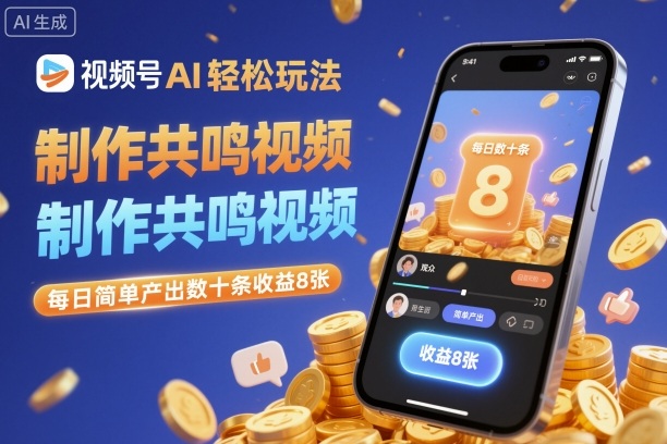 视频号AI轻松玩法，制作共鸣视频，每日简单产出数十条收益8张-赛德副业库