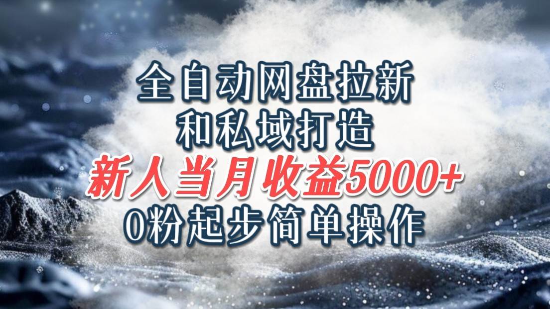 全自动网盘拉新和私域打造，0粉起步简单操作，新人入门当月收益5000以上-赛德副业库